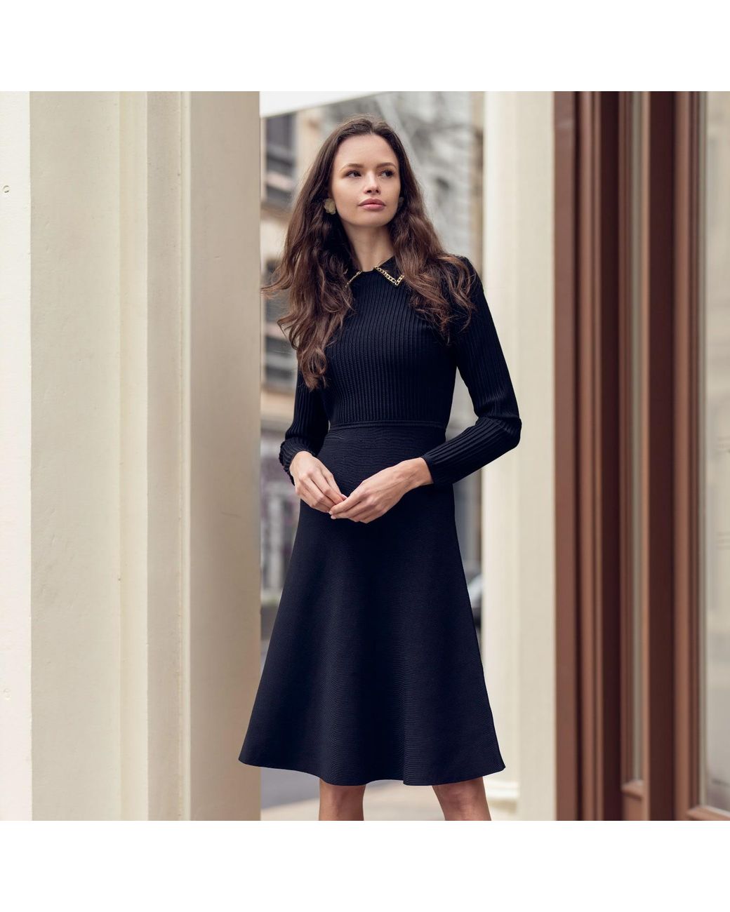 Roch Perel Black Chain Collar Dress