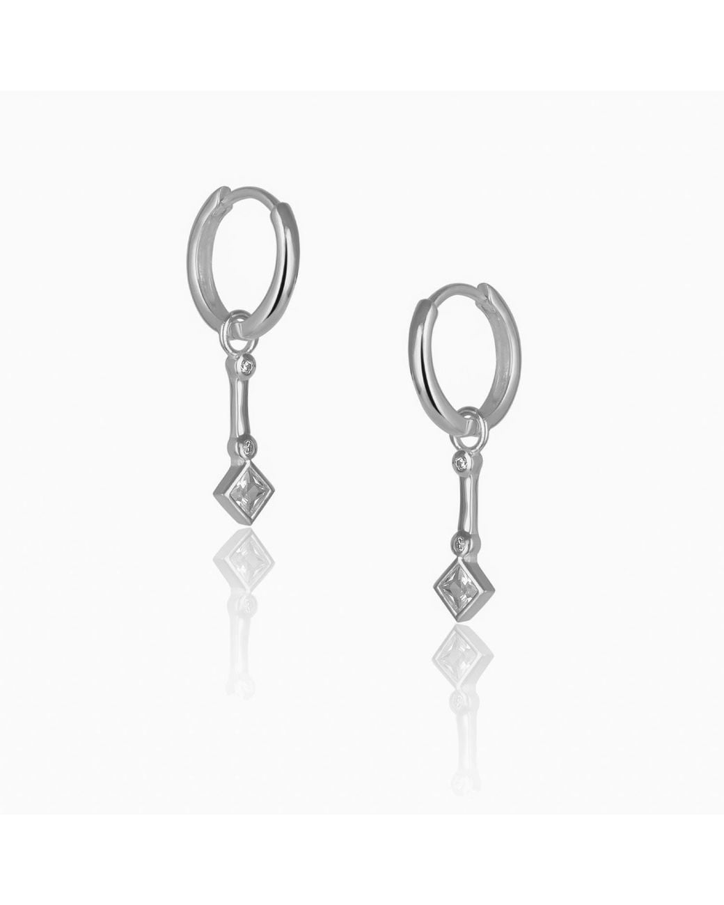 Spero London Metallic Sterling Rhombus Drop Hoop Earring