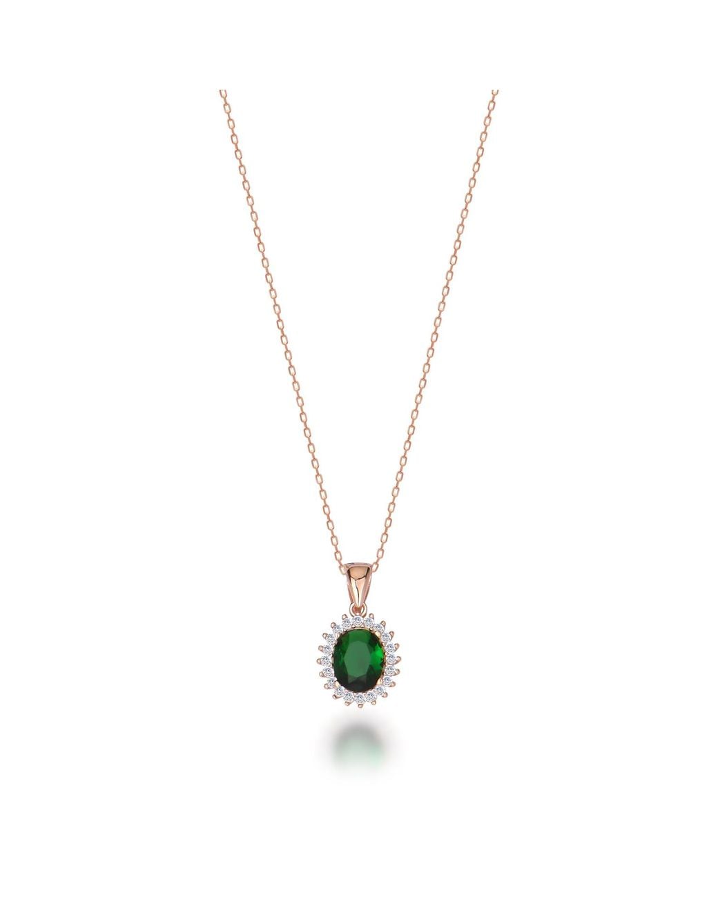 BY EDA DOGAN Metallic Emerald Stone Pendant Necklace