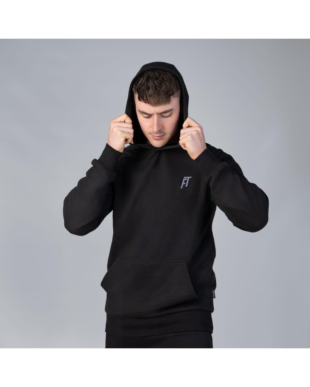 Foster Taylor Black Sports Double Interlock Hoody for men