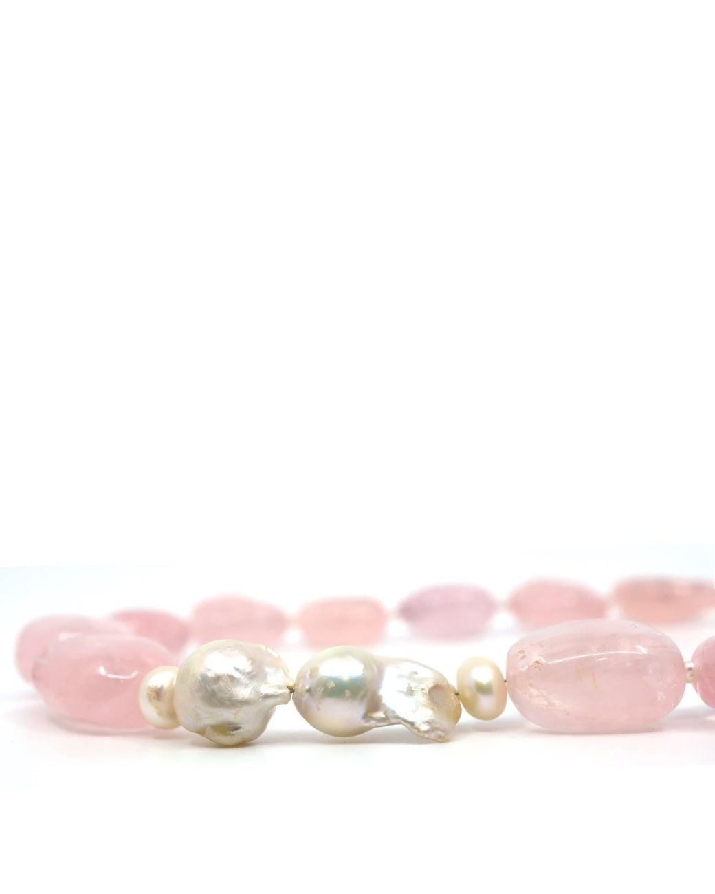 Shar Oke Pink Madagascar Rose Quartz & Freshwater Pearls Necklace