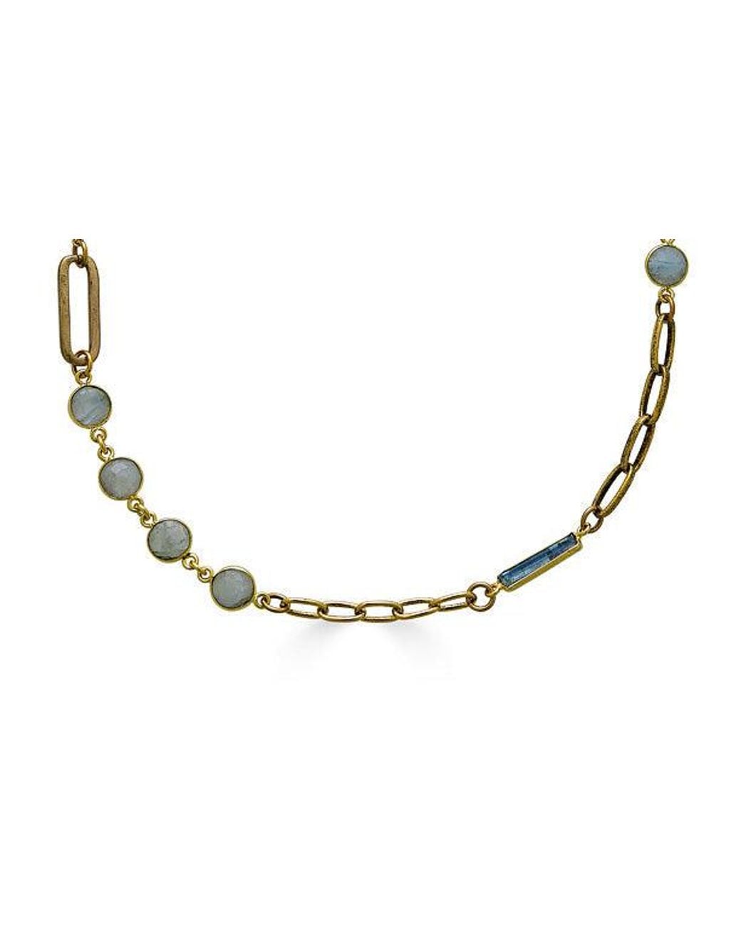 Loni Paul Jewelry Metallic Moonstone, Kyanite, Aquamarine & Pearl Short Necklace