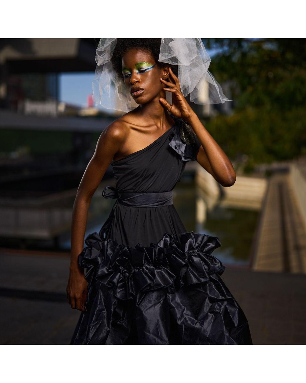 Miro Misljen Black One Shoulder Dress