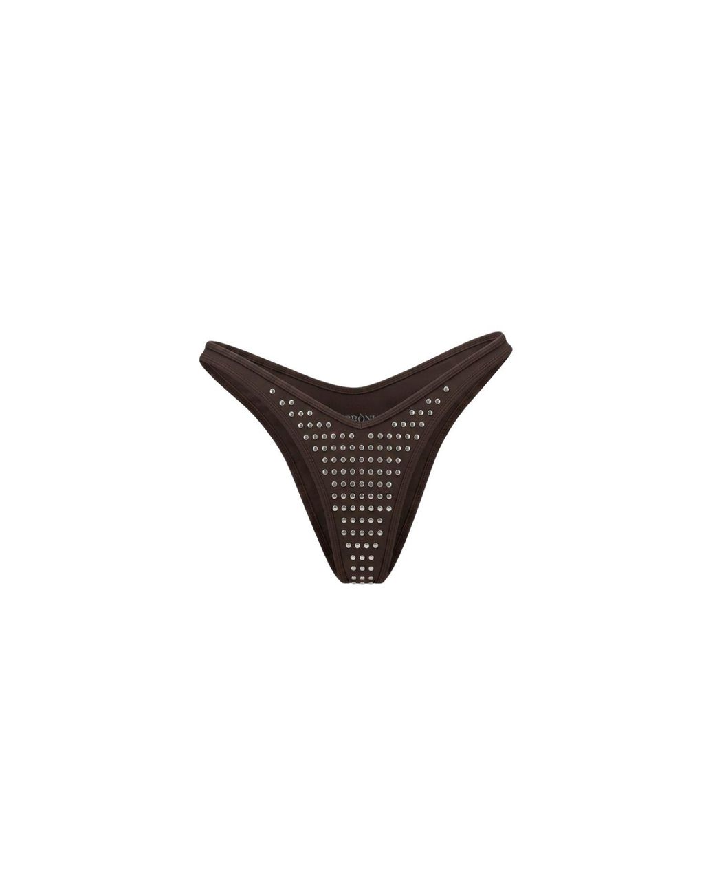 Veroni Swim Brown Gia V-Cut Studded Bikini Bottom