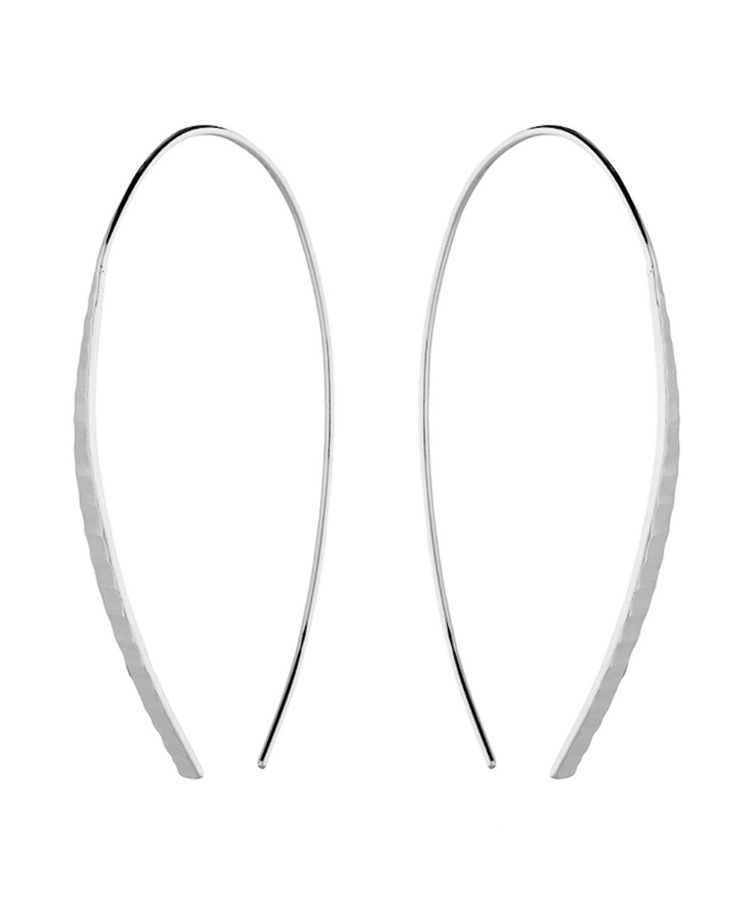 Kaizarin Metallic Sterling Diamond Cut Tapered Bar Pull Through Earrings