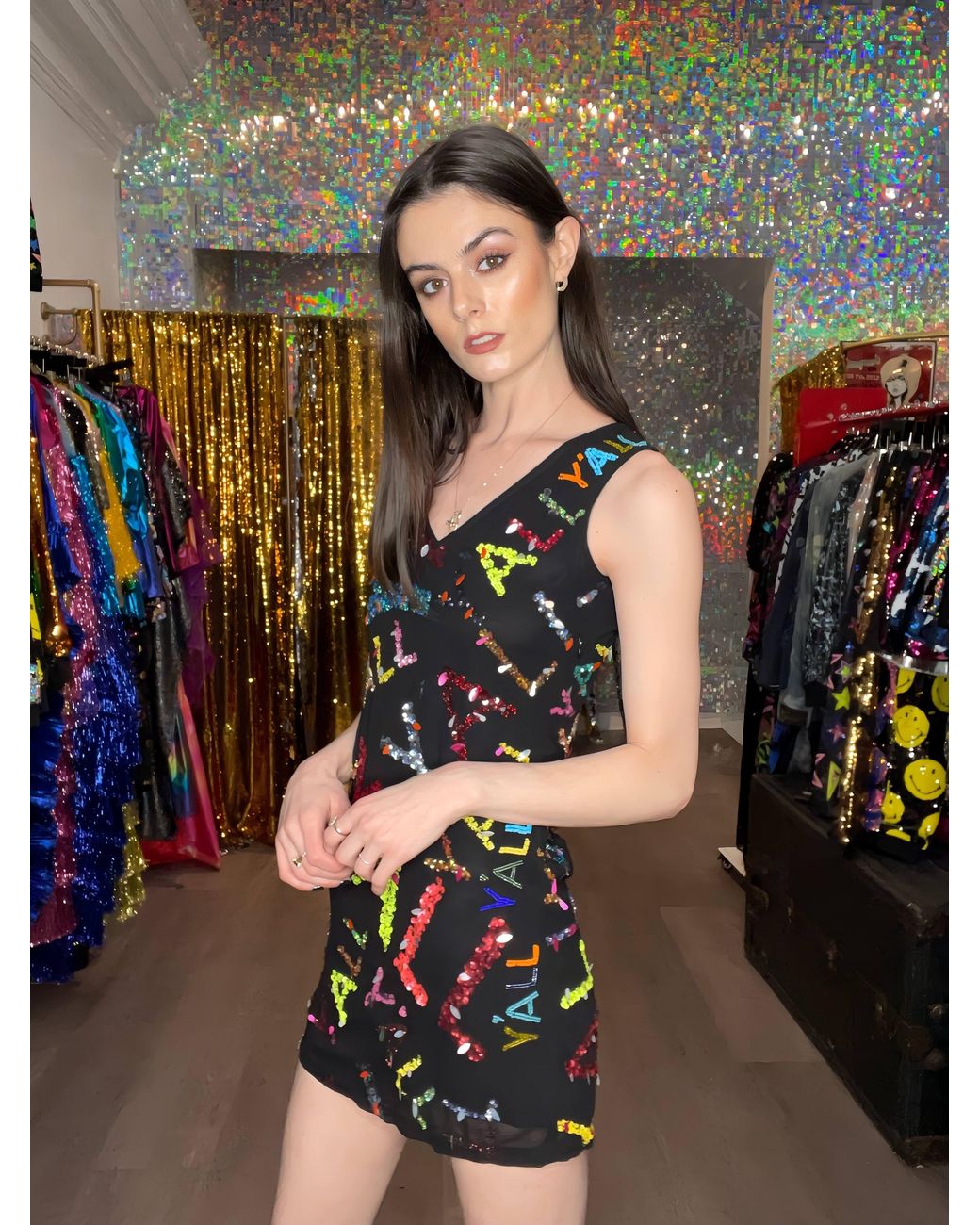 Any Old Iron Blue Multi Color Y'All Short Dress