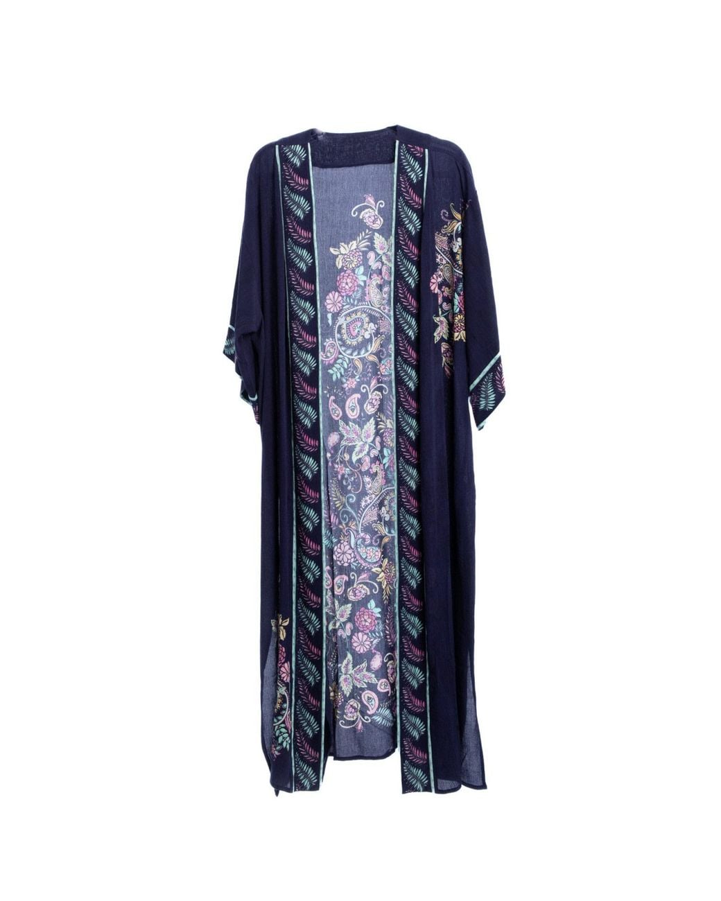 Saachi Blue Flowy Paisley Kimono Long
