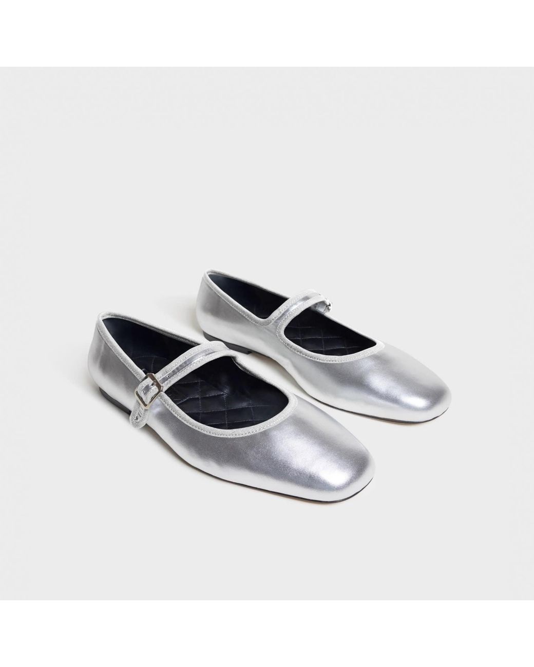 Widerry White Wide Fit Ballet Flats Amaia Argent