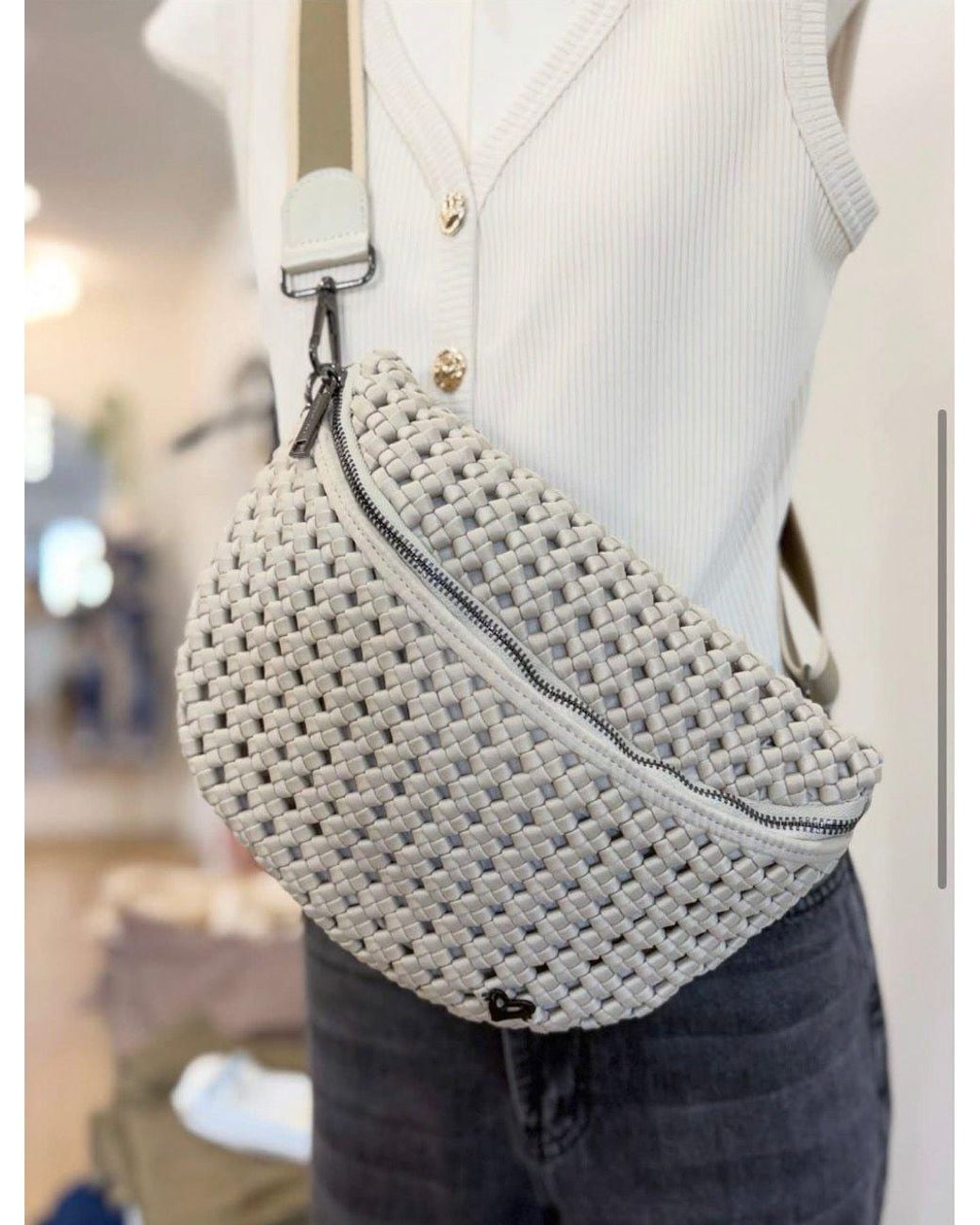 Prenelove Metallic New: Lambton Woven Hand Knotted Crossbody Bag