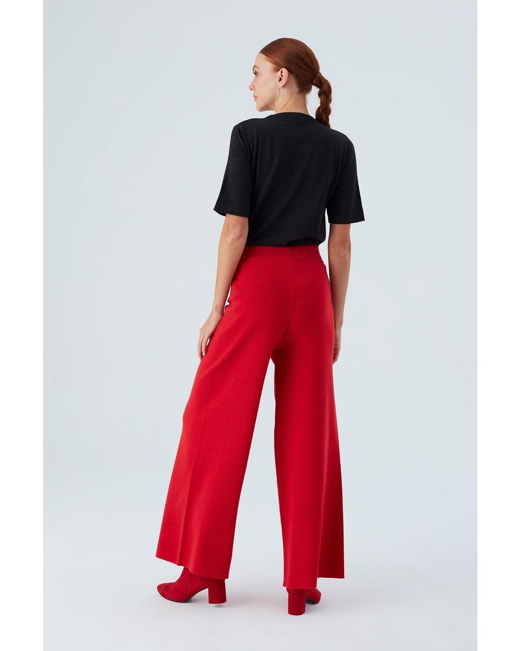 Peraluna Red Bell Bottom Knit Trousers