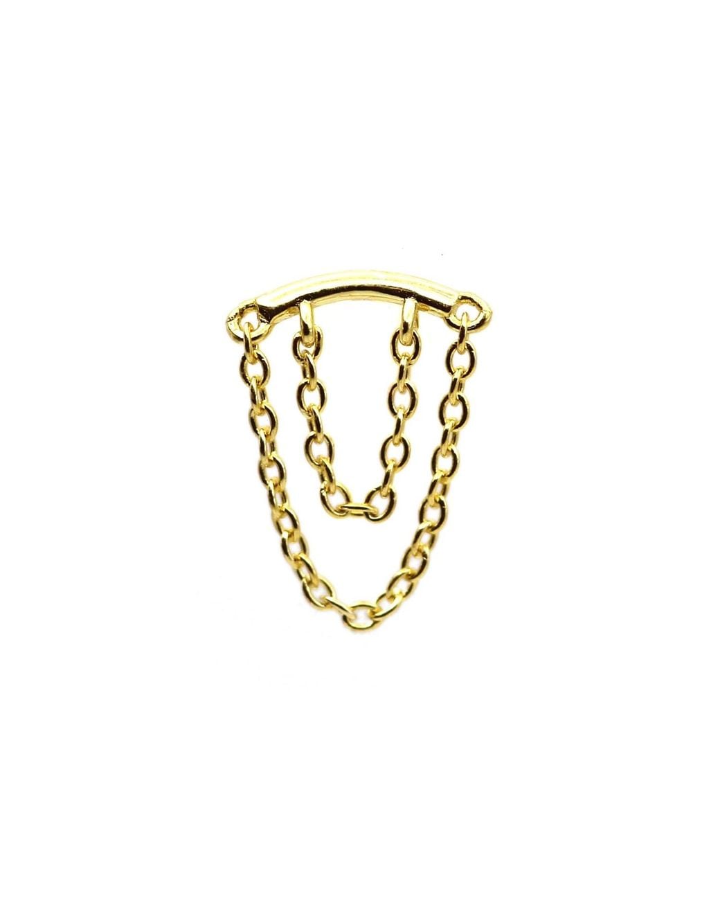 VicStoneNYC Fine Jewelry Metallic Double Chain Vermeil One Earring