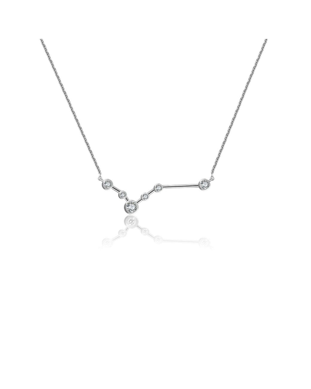 Genevieve Collection Metallic Pisces Zodiac Constellation Necklace 18K & Diamond