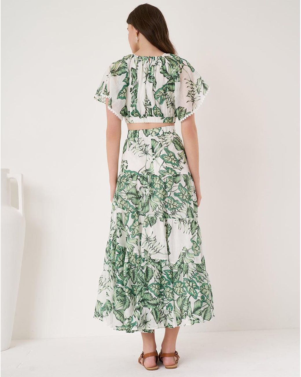 We Are Kindred Green Amelie Gathered Crop Top