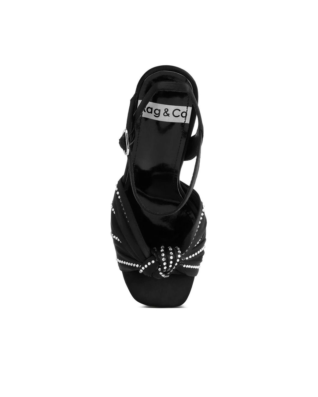 Rag & Co Black Margala Knotted Rhinestone Embellished Sandals