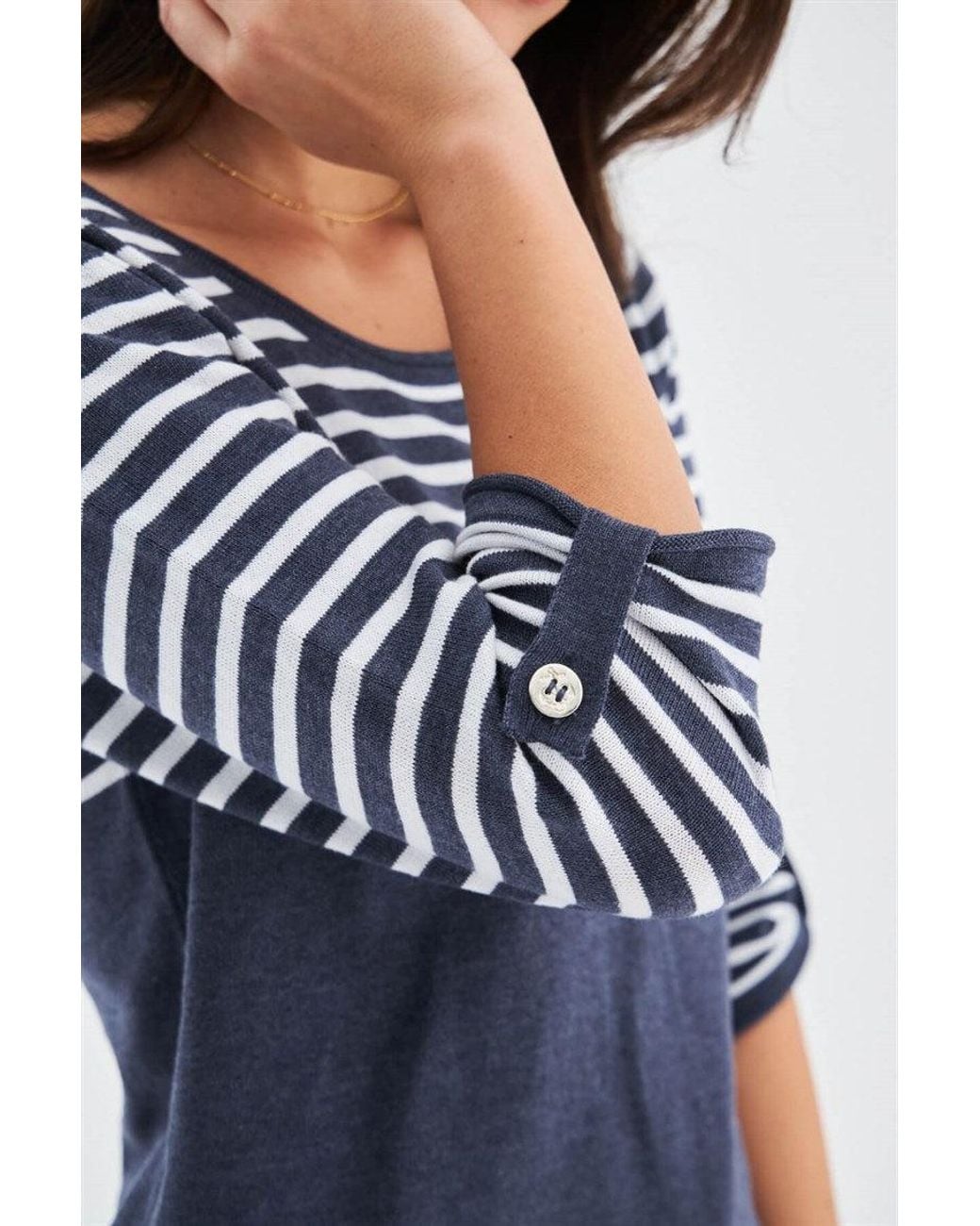 Peraluna Blue Sailor Striped Knitwear 3/4 Sleeve Pullover