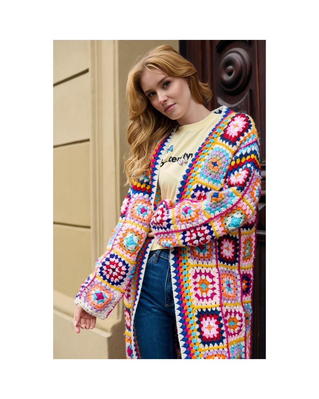 Saachi Crochet Multicolored Square Kimono