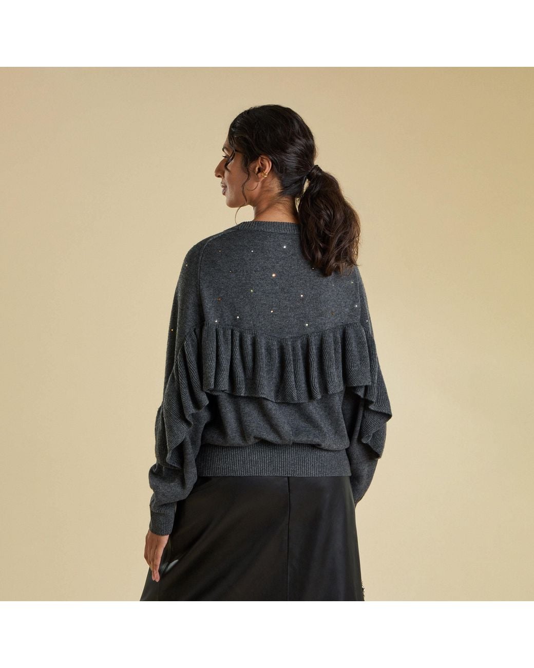 Maison Wanda Black Ruffled Jumper