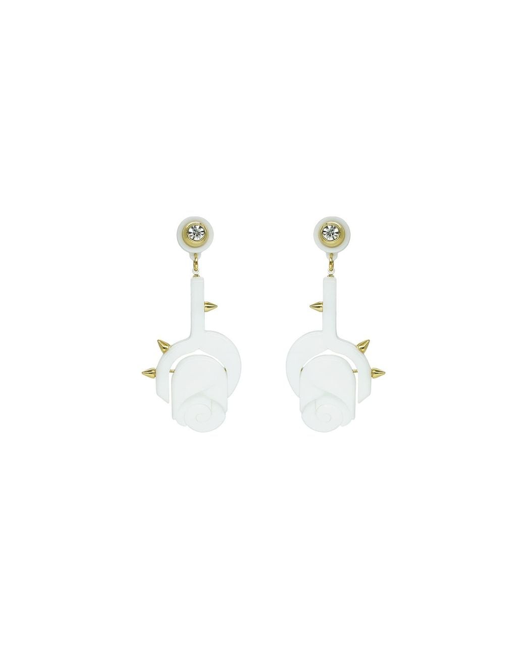 Gissa Bicalho White Handmade Acrylic Earring Rose Pendant