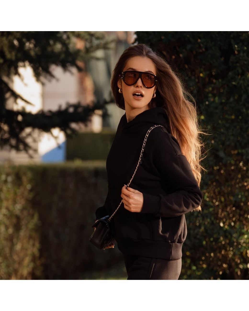 Maison Tangerine Black Premium Cotton Sweatshirt & Joggers Tracksuit Set