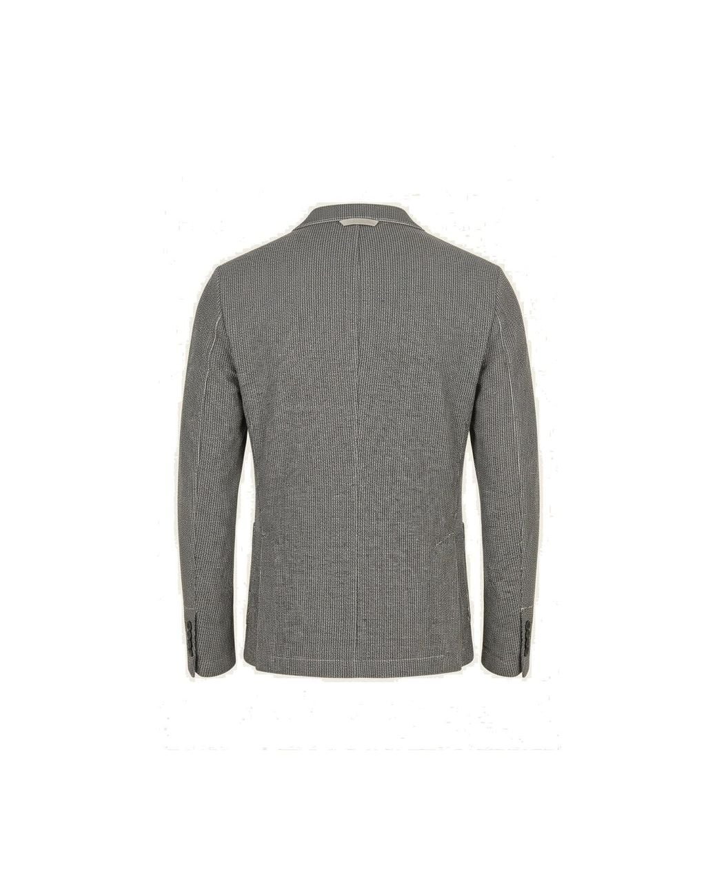 Ron Tomson Gray Cotton Blend Knit Cardigan for men