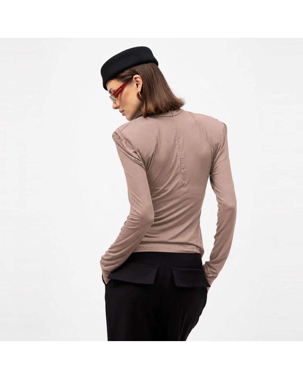 Mandragora Pink Neutrals Turtleneck With Draping Varo Cappuccino
