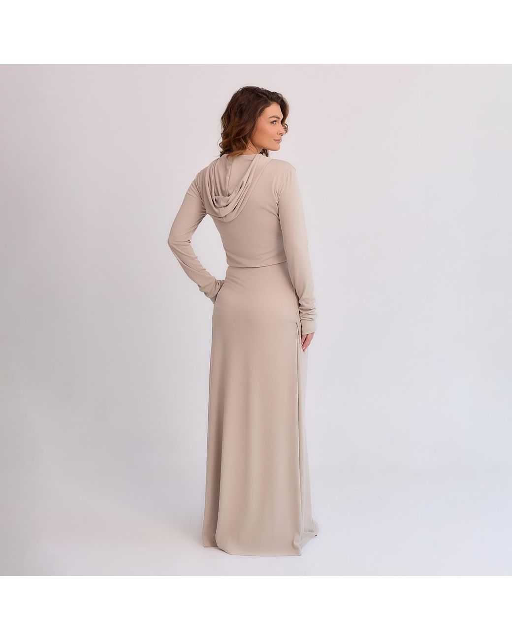 Mandragora Pink Neutrals Ribbed Viscose Hoodie Top