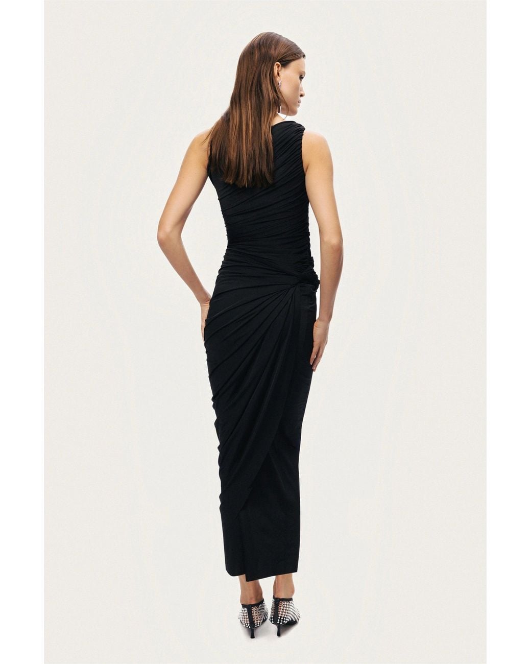 Nocturne Black Draped Sleeveless Maxi Dress