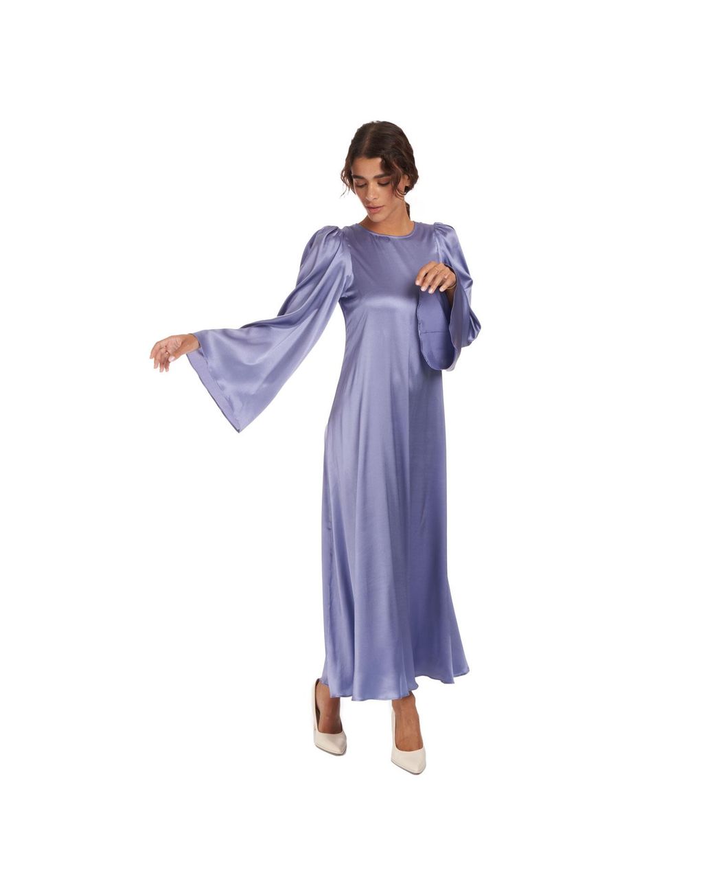 Sofia Tsereteli Blue Silk Flare Dress