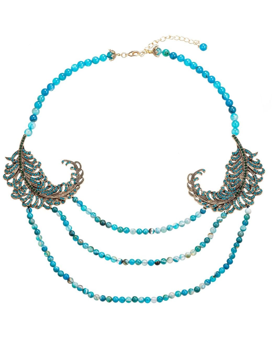 Eye Candy LA Blue Gabriela Agate Peacock Beaded Necklace