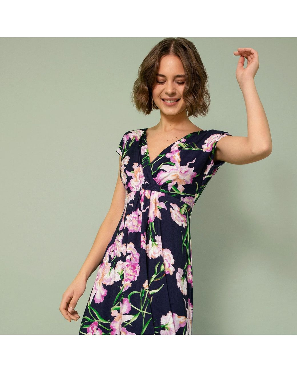 Alie Street London Blue Sophia Maxi Dress Petite Midnight Blossom