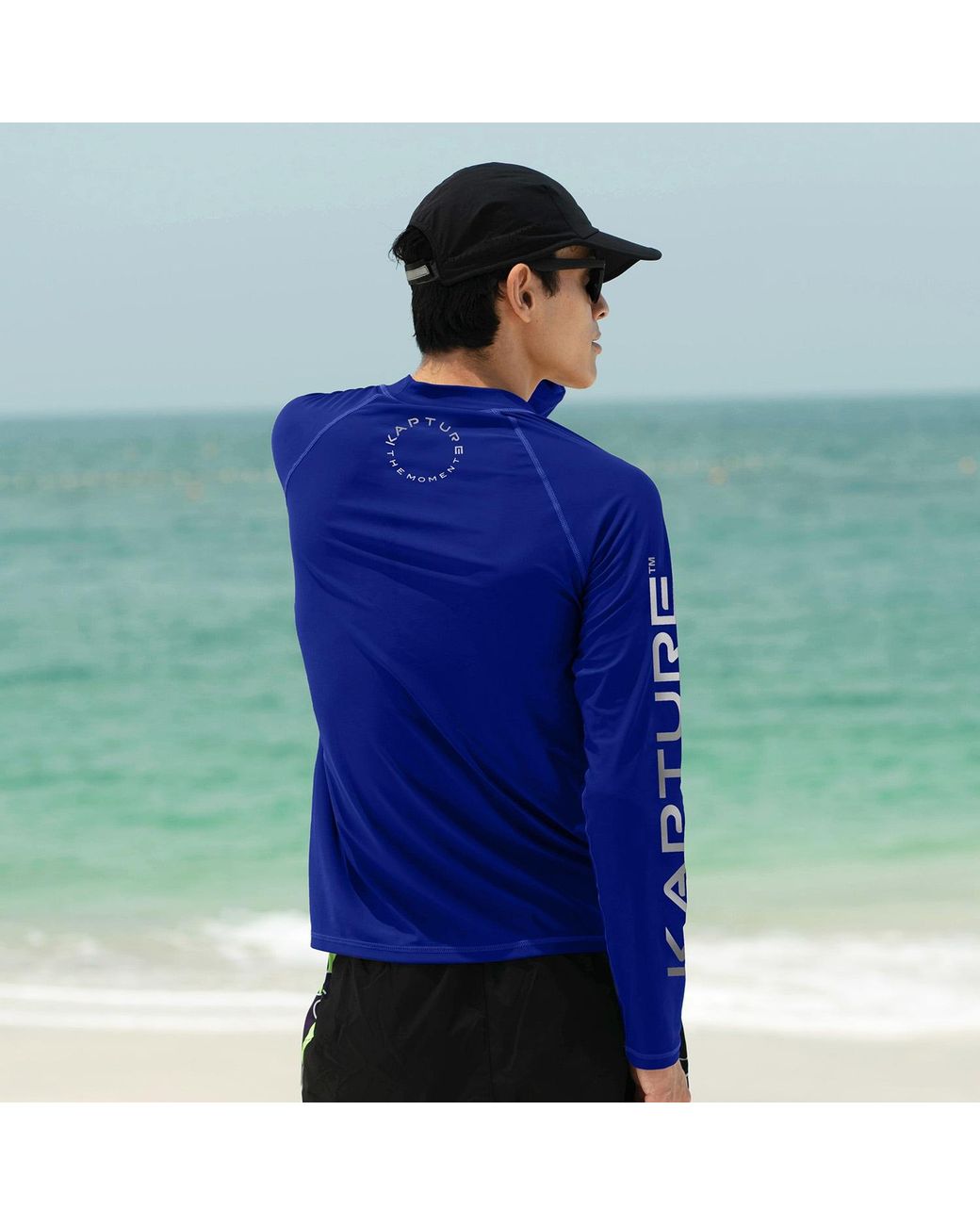 Kapture Blue Dayglow Comfyfit Recycled Rashguard for men
