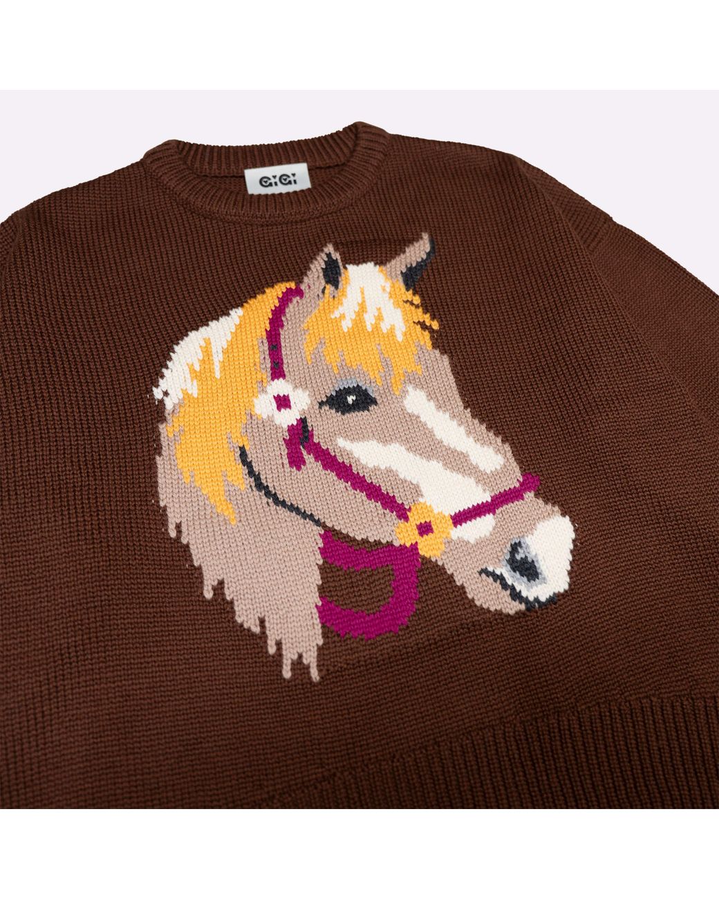 Gigi Knitwear Brown Cheval Intarsia Sweater