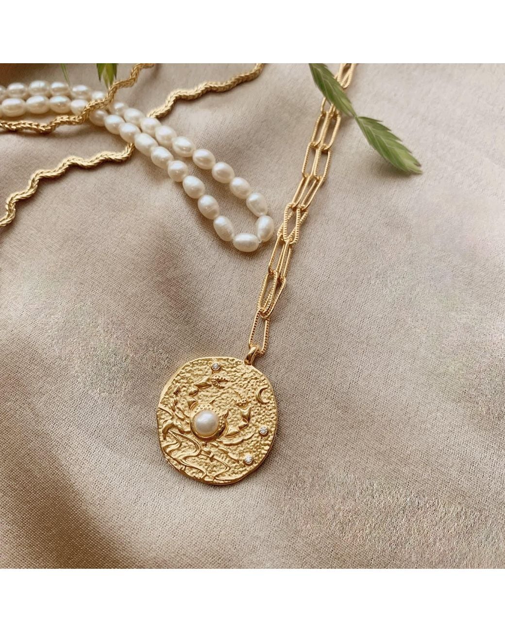 Aurozia Metallic Constellations Cancer Double-Sided Coin Necklace