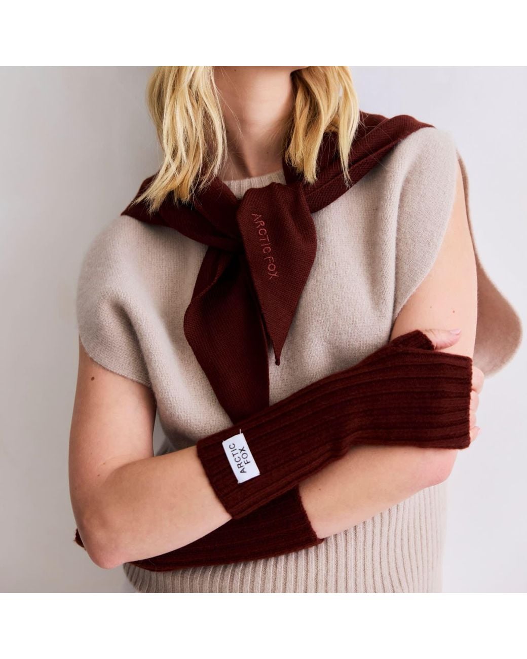 Arctic Fox & Co. Red Merino Wool Triangle Scarf