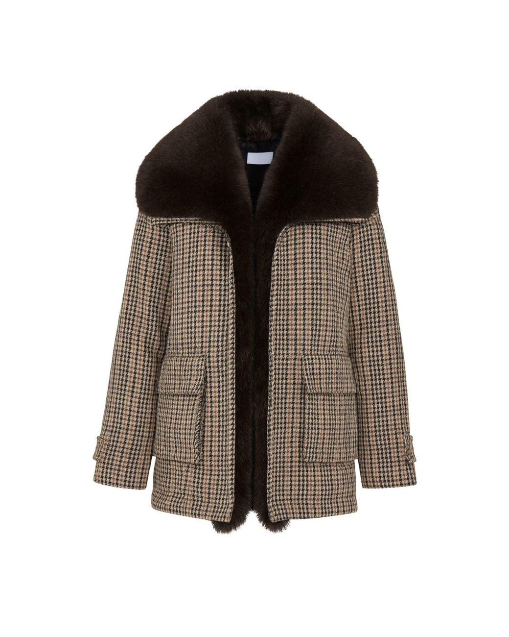 Hortons England Brown Ashford Tweed Faux Fur Jacket
