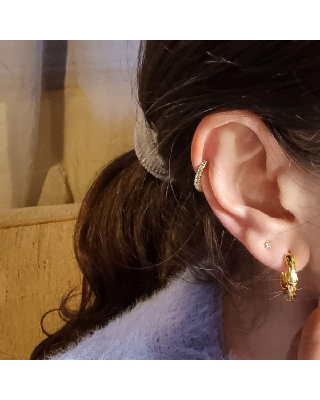 NASI SILVER Metallic Bamboo Hoops