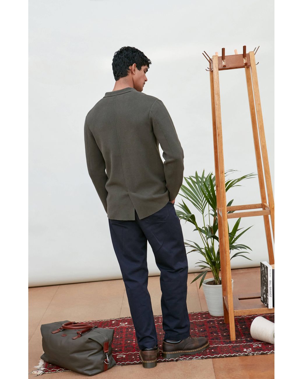 Paul James Knitwear Green Lightweight Organic Cotton Luca Linen Knitted Blazer for men