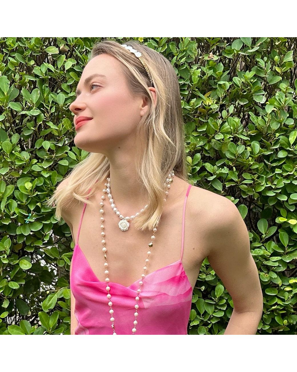 Farra Metallic Freshwater Pearls With Rose Pendant Choker Necklace