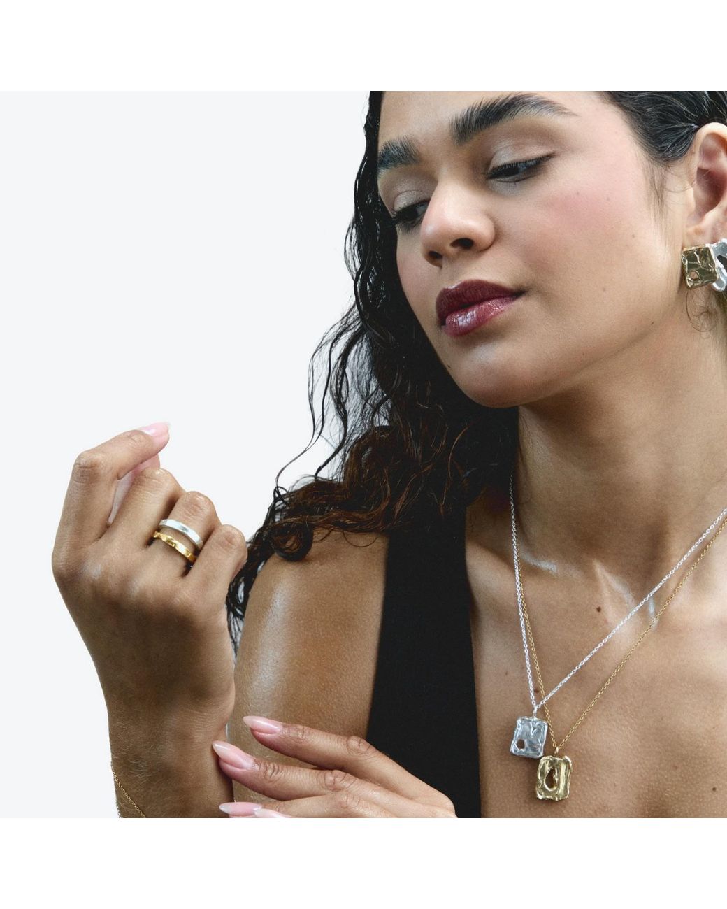 De Roms Metallic Large Abstract Molten Soulmate Necklace