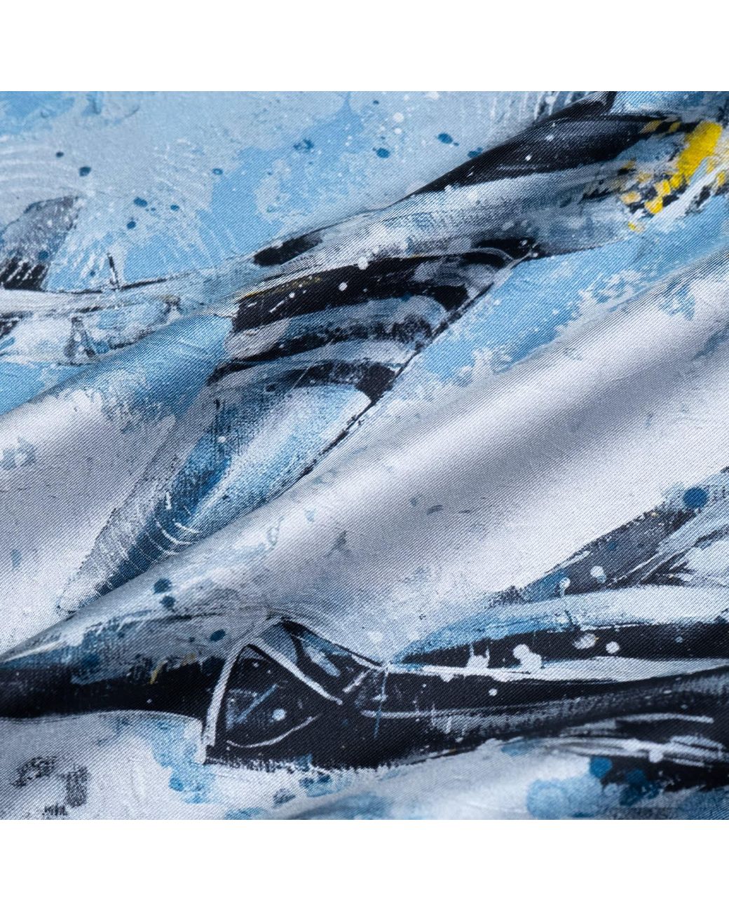 Otway & Orford Blue 'American Patrol' Fighter Aircraft Silk Pocket Square. Full-Size for men