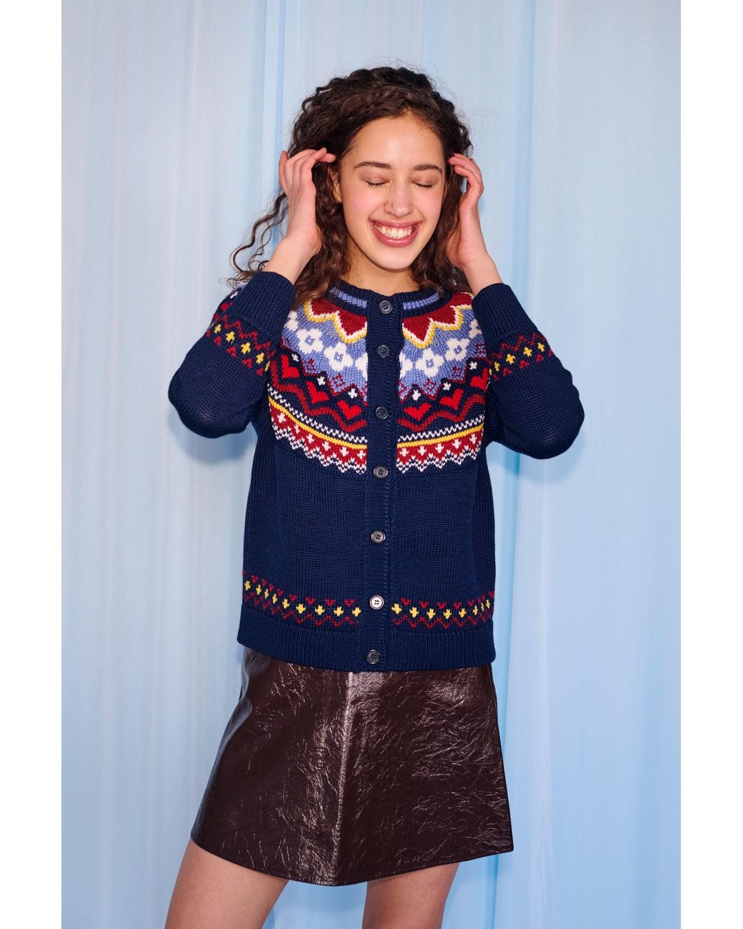 Gigi Knitwear Blue Hilda Faire Isle Cardigan