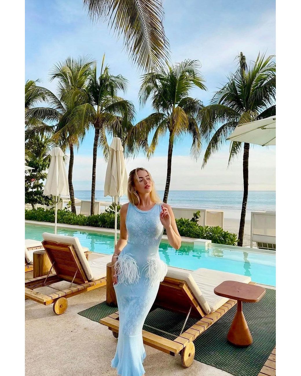 Andreeva Blue Aqua Bamboo Knit Dress