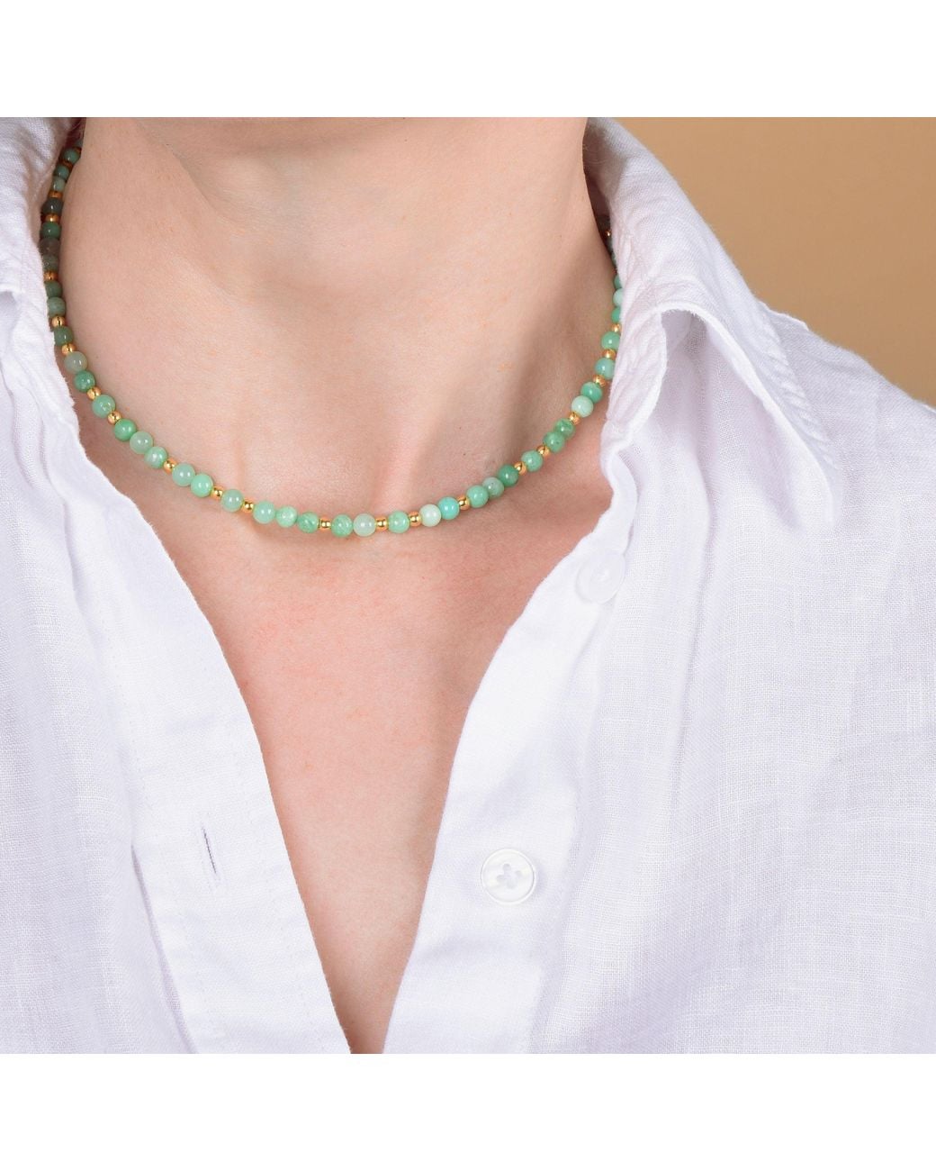 Nellou Jewellery Metallic Jewel Bead May Birthstone Necklace Sterling