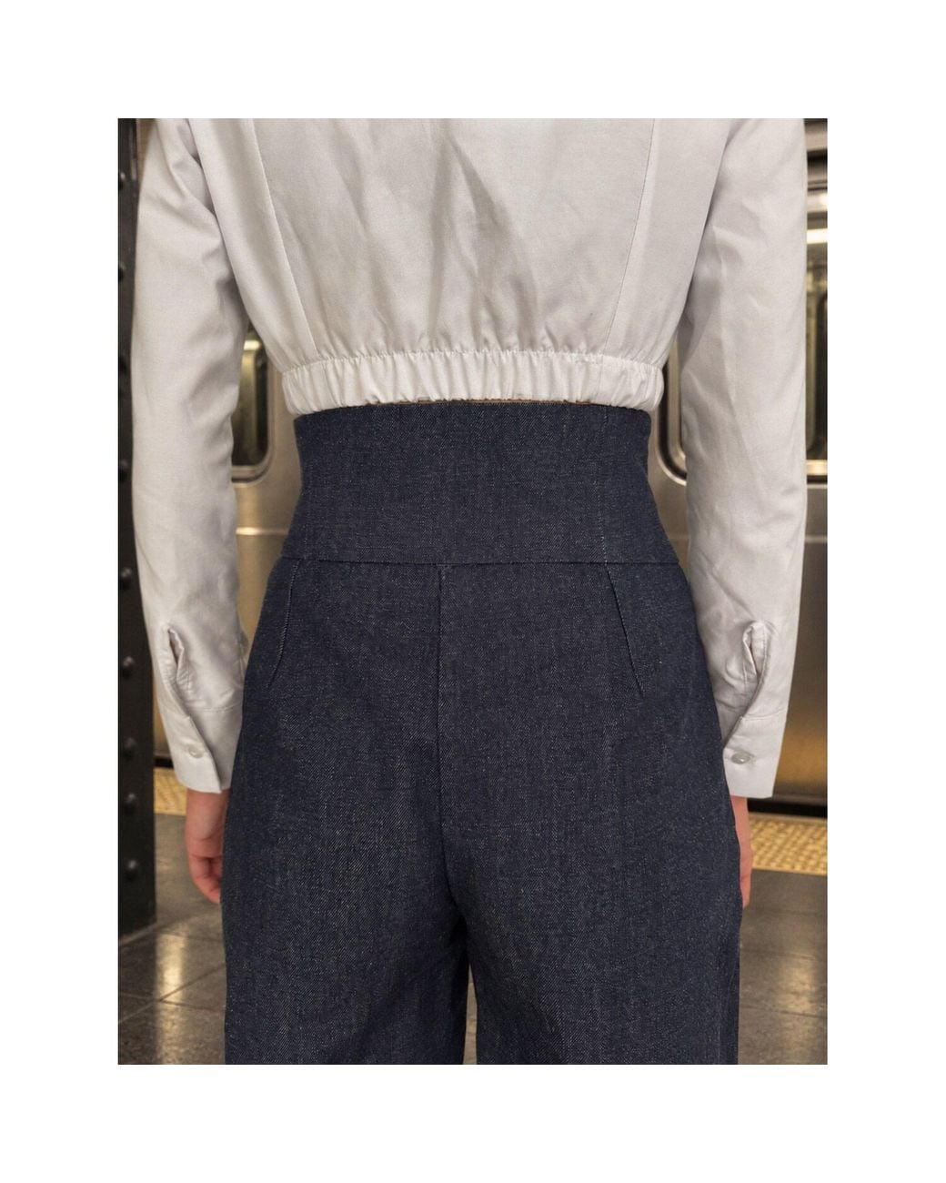 34B Blue Sarah Wide Leg Denim Corset Trousers