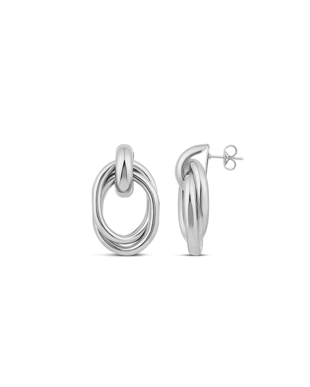 SHYMI Metallic Twisted Oval Drop Earrings