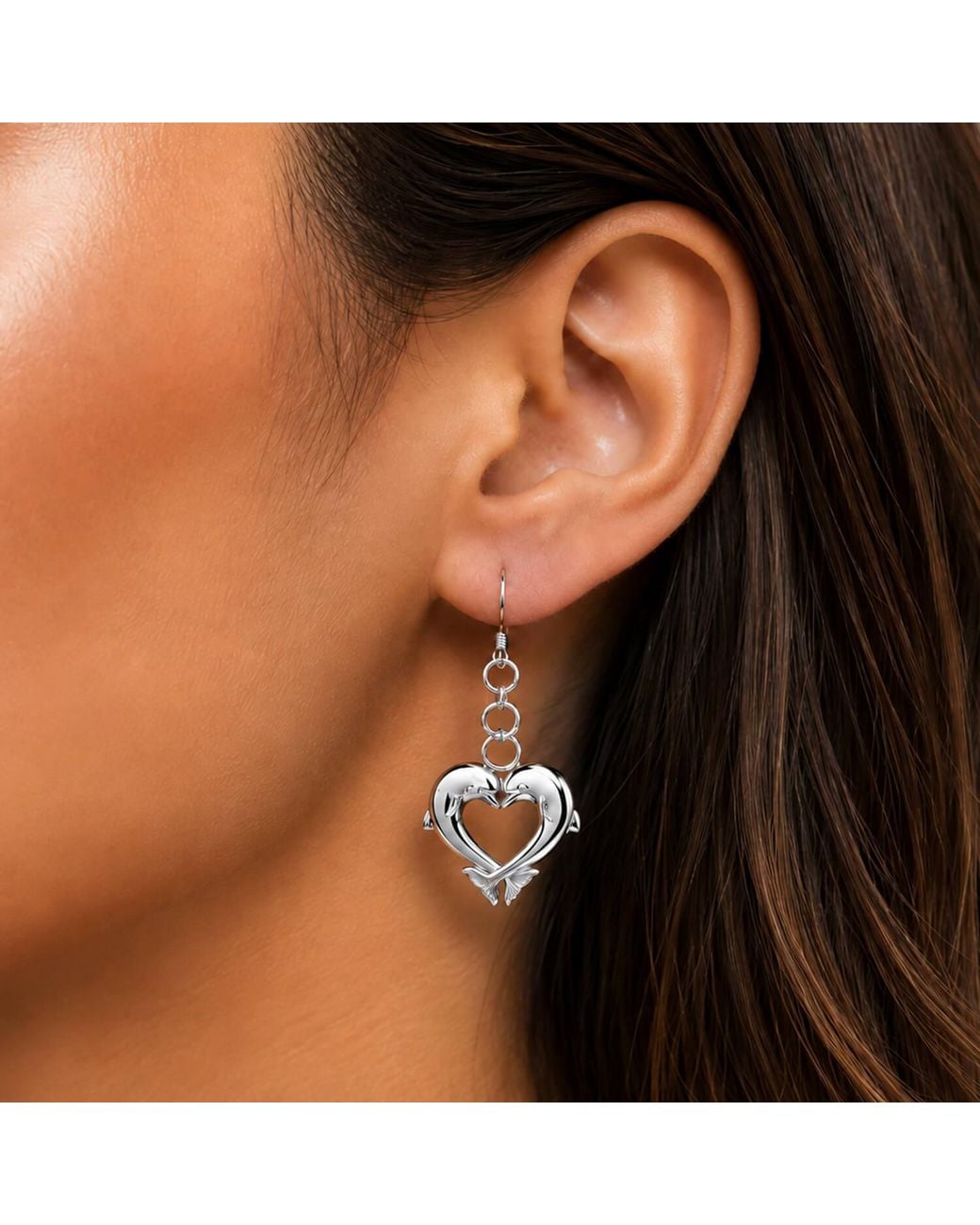 Gold & Honey Metallic Dolphin Dangle Earrings