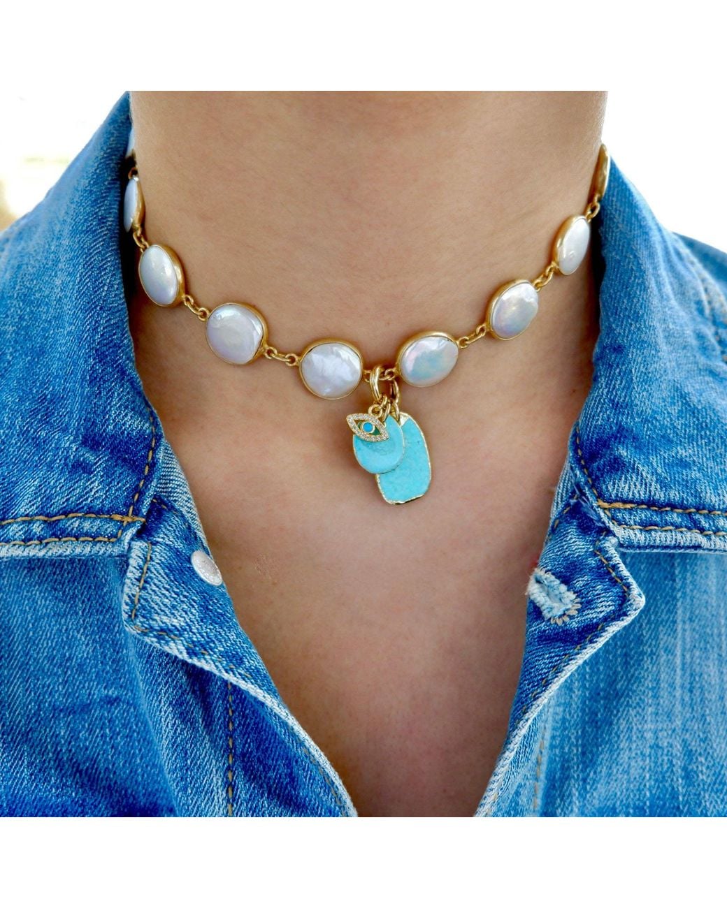 Persia Dona Jewelry Metallic My Santorini Pearl Necklace