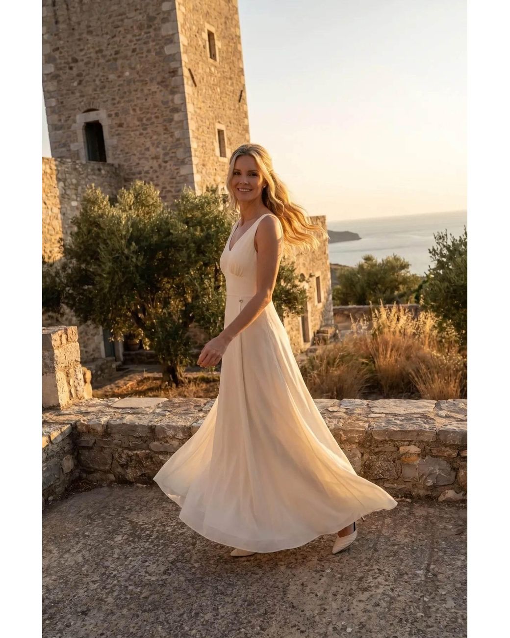 Luna Fashion House White Ivory Maxi Dress, Rebeka