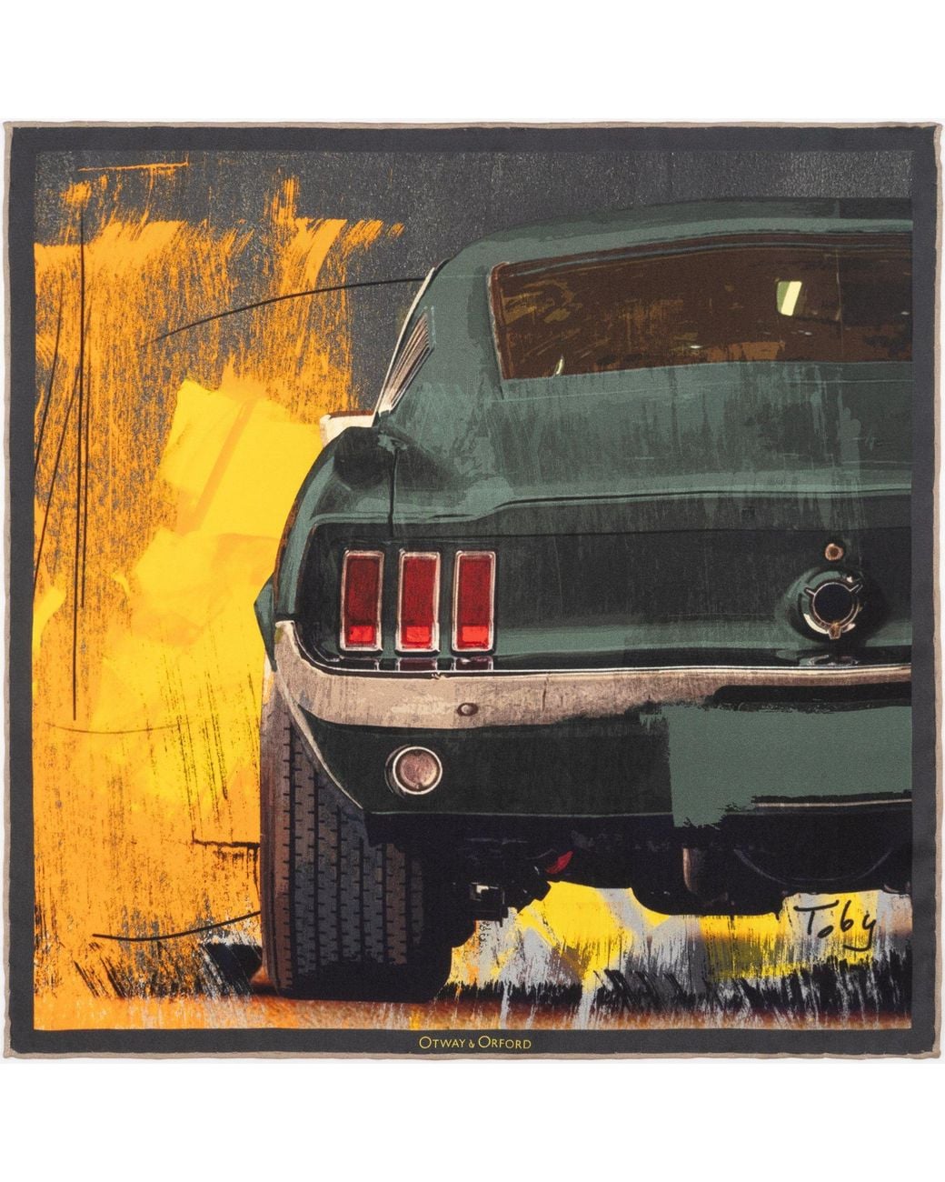 Otway & Orford Multicolor 'Muscle Car' Silk Pocket Square for men