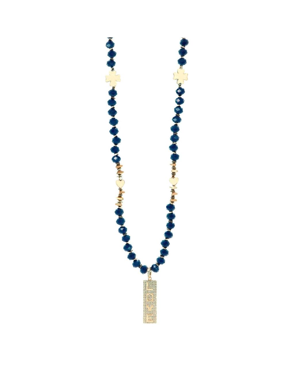 Ebru Jewelry Blue Forever Loved Pendant Beaded Necklace